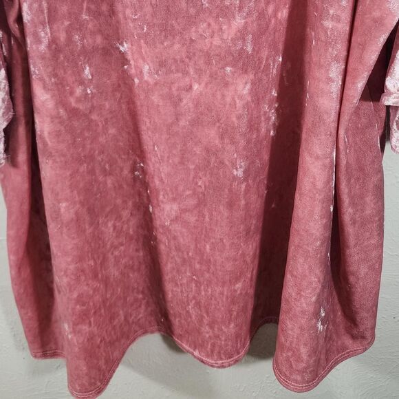 Cha Cha Vente Y2K Style Crushed Pink Velvet Bell Sleeve Blouse Size 2X - Picture 5 of 6